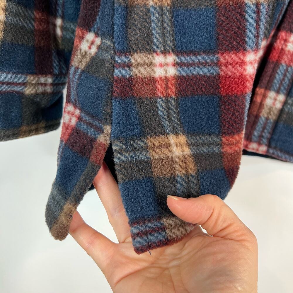 Guide Gear Polar Fleece Button Front Shirt Mens Medium Blue Red Plaid New NWT - Picture 3 of 7